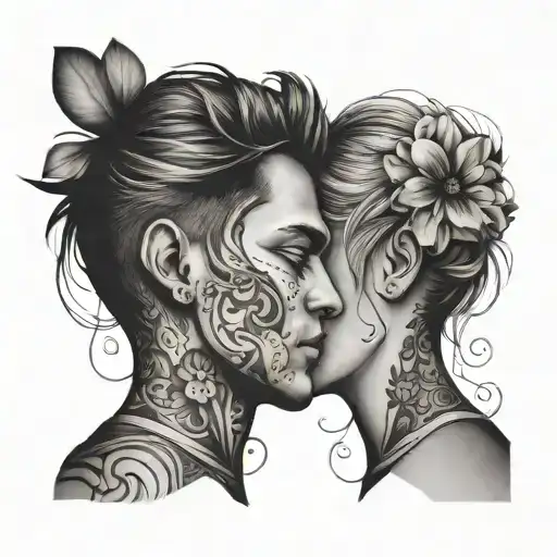 Minimal couple matching tattoo about love  tattoo design idea