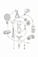 multiple minimalistic tatto design featuring engineering, family and  tennis elements  tattoo design idea