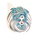 lady head 3/4 angle tattoo design idea