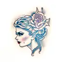 lady head 3/4 angle tattoo design idea
