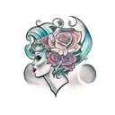lady head 3/4 angle tattoo design idea