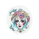 lady head 3/4 angle tattoo design idea