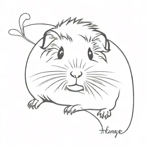 Small cute guinea pig tattoo design idea