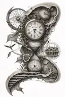 sands of time connected by dna double helix broken in half tattoo design idea