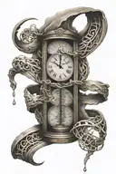 sands of time connected by dna double helix broken in half tattoo design idea