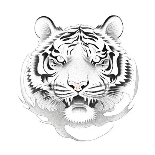 Black Tiger Head Symbol Logo on Orange Background. Wild Animal Tribal Tattoo  Design. Stencil Flat Vector Illustration 13105664 Vector Art at Vecteezy