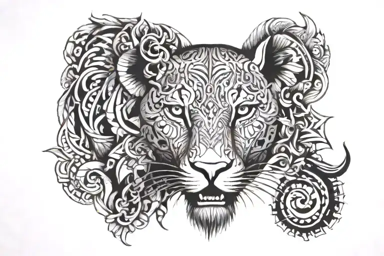 RSA sgape with big five tattoo design idea