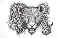 RSA sgape with big five tattoo design idea