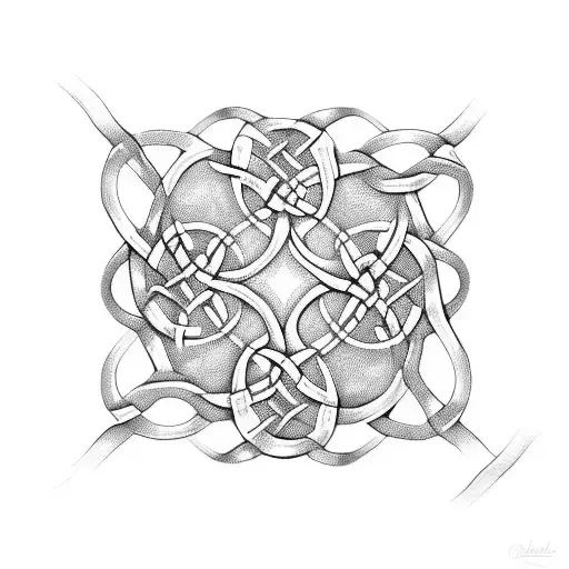 Celtic pattern transforming into intertwined tentacles tattoo design idea