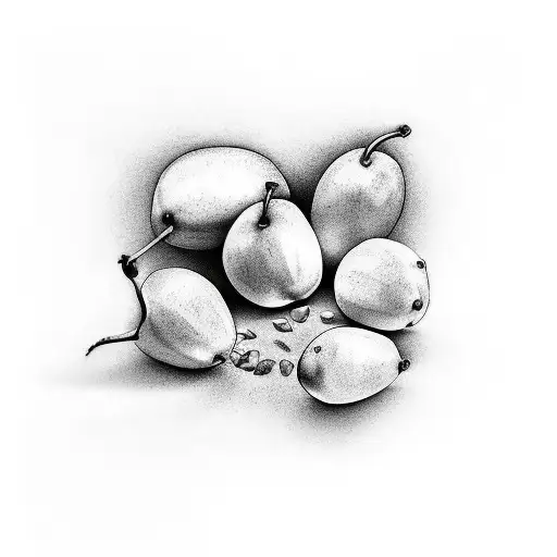 a mango that is cut, and in the cubes there are psyichedlic eys tattoo design idea