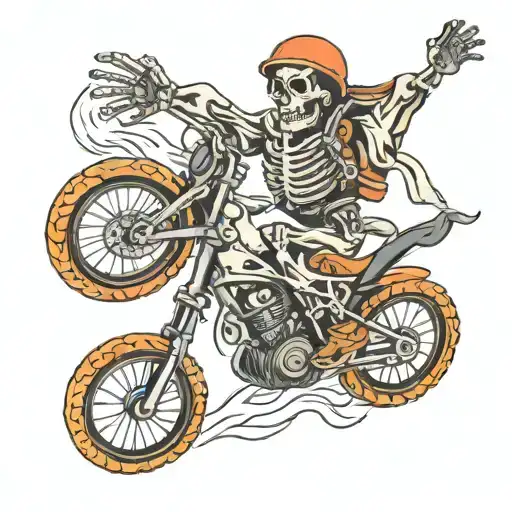 mtb bike jumping skeleton riding tattoo design idea