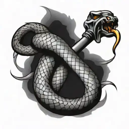 Snake wrapped around a sword tattoo design idea