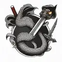 Snake wrapped around a sword tattoo design idea