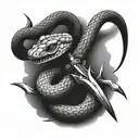 Snake wrapped around a sword tattoo design idea