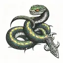 Snake wrapped around a sword tattoo design idea