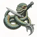Snake wrapped around a sword tattoo design idea