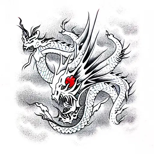dragon hart love angry  tattoo design idea