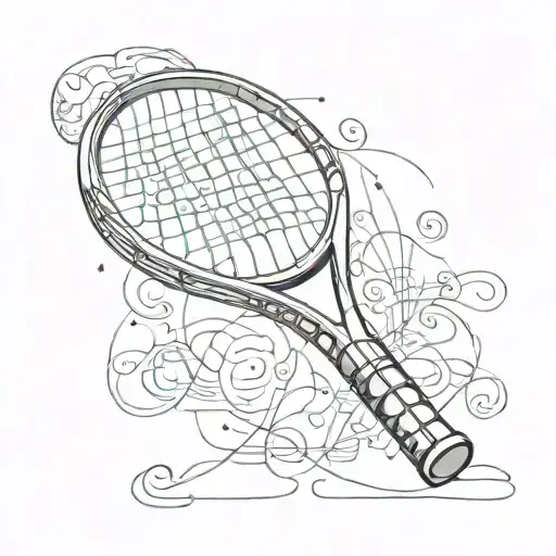 A sketch tattoo of a padel tennis racket with loyalty and respect symbols intertwined, showcasing your dedication to the sport and values tattoo design idea