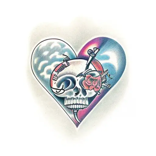 heart and brain tattoo design idea