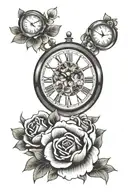 three clocks with flowers tattoo design idea