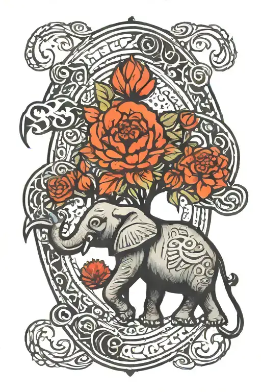 god is greater than the highs and lows symbol with elephant  tattoo design idea