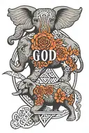 god is greater than the highs and lows symbol with elephant  tattoo design idea