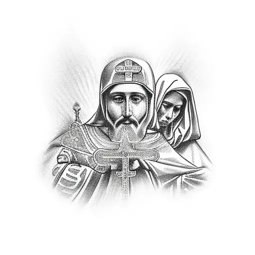 saint anothy and saint catherine  tattoo design idea