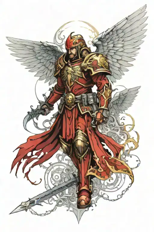 Sanguinius 40k Dark Angels tattoo design idea