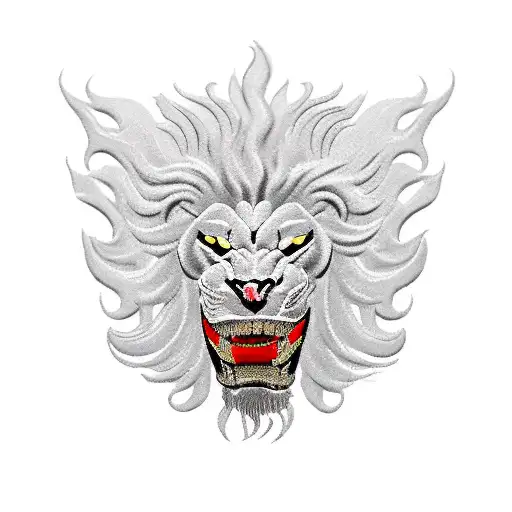 rampant lion in black and red in style of Phillips Exeter Academy  tattoo design idea