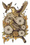 dandelion blowing birds tattoo design idea