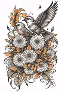 dandelion blowing birds tattoo design idea