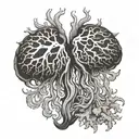 heart made out of coral with a jellyfish incorporated into it. all black fine line.  tattoo design idea