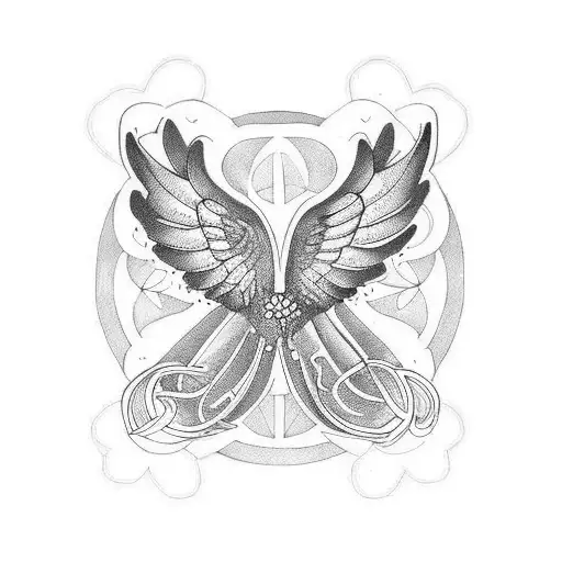 3-17 lucky clover 9-12 winged shoes tattoo design idea