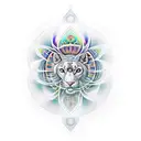 A psychedelic animal with sacred geometry patterns tattoo design idea