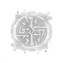 A numerology-inspired maze with metaphoric symbols tattoo design idea