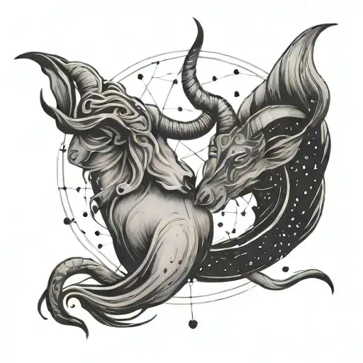Taurus Pisces constellation intertwined tattoo design idea