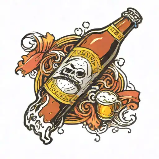 Beer Bottle. Should read "Super Ana" and have the date 10-10-1999 at the top of the sticker and 10-10-1999 at the bottom tattoo design idea