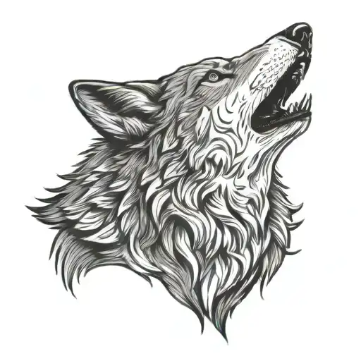 gray wolf howling tattoo design idea