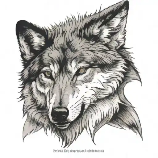 gray wolf head tattoo design idea