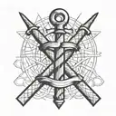 criss cross hammer tattoo design idea
