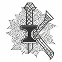 criss cross hammer tattoo design idea