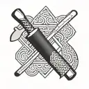 criss cross hammer tattoo design idea