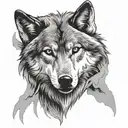 gray wolf head tattoo design idea