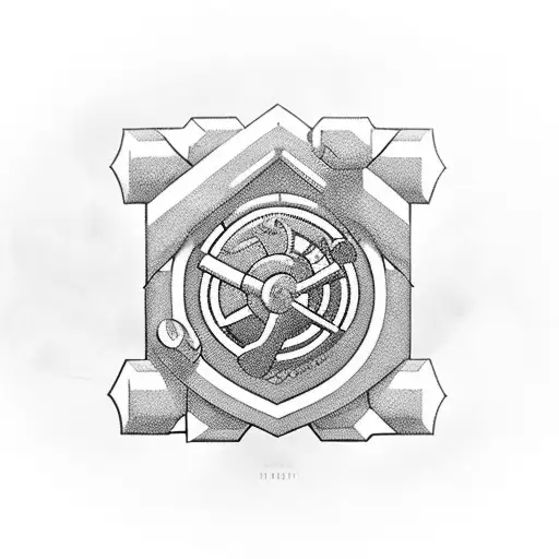 Incorporate the Arsenal cannon emblem into a futuristic geometric design tattoo design idea