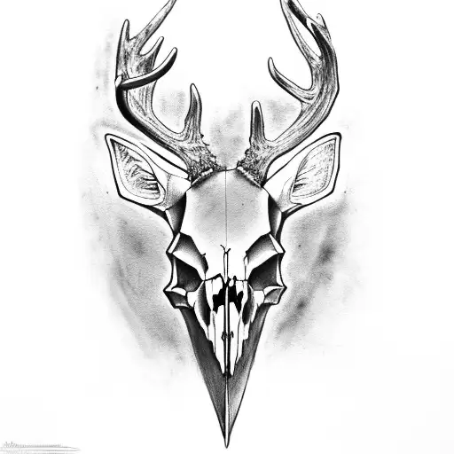 deer skull and tooled leather tattoo design idea