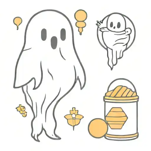 cute ghost with honey tattoo design idea