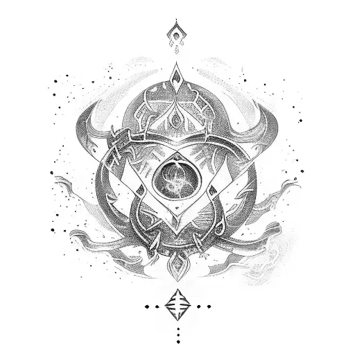 A spellbook with swirling magical symbols tattoo design idea