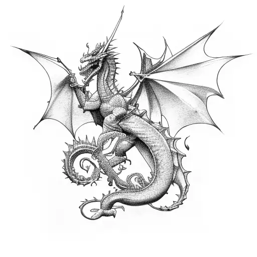 knight with dragon amor tattoo design idea