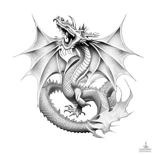 Dragon with dragon knight tattoo design idea