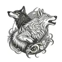 wolf and phoenix tattoo design idea